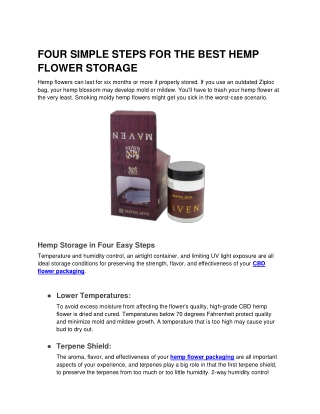 FOUR SIMPLE STEPS FOR THE BEST HEMP FLOWER STORAGE