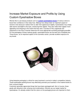Increase Market Exposure and Profits by Using Eyeshadow Boxes