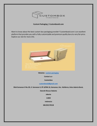 Custom Packaging  Customboxid