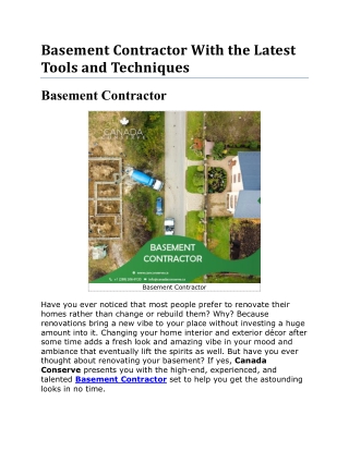Hire the Most Professional and Trained Basement Contractor