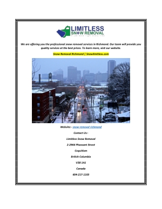 Snow Removal Richmond  Snowlimitless.com