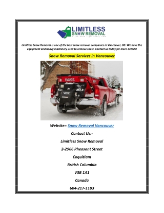 Snow Removal Services in Vancouver
