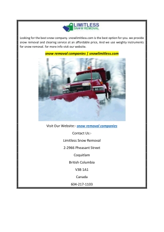 snow removal companies  snowlimitless.com