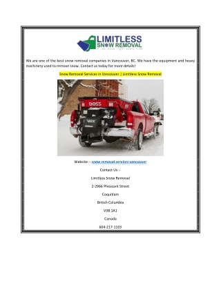 Snow Removal Services in Vancouver  Limitless Snow Removal (1)