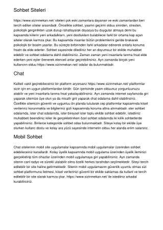 Sohbet Siteleri