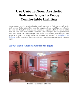 Use Unique Neon Aesthetic Bedroom Signs to Enjoy Comfortable Lighting