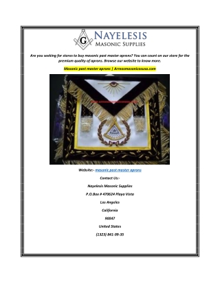 Masonic past master aprons Arreosmasonicosusa.com