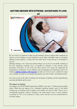 Quitting Smoking With Hypnosis- Advantages To Look At