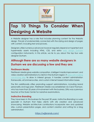 Top 10 Things To Consider When Designing A Website