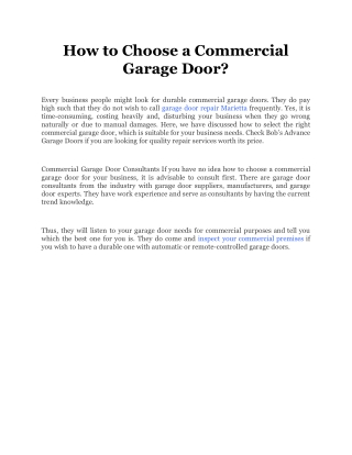 How to Choose a Commercial Garage Door_