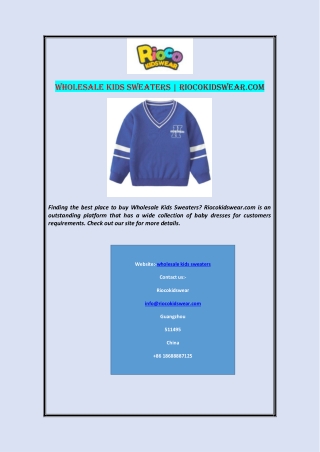 Wholesale Kids Sweaters | Riocokidswear.com