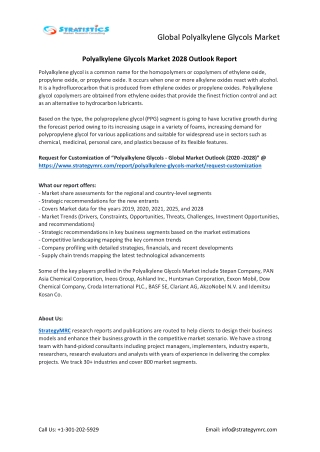 Polyalkylene Glycols Market Forecasts to 2028