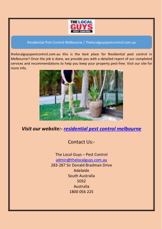 Residential Pest Control Melbourne | Thelocalguyspestcontrol.com.au