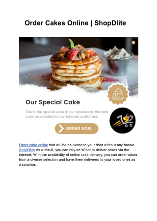 Order Cakes Online | ShopDlite