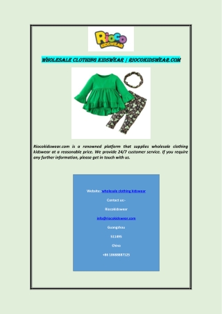 Wholesale Clothing Kidswear | Riocokidswear.com