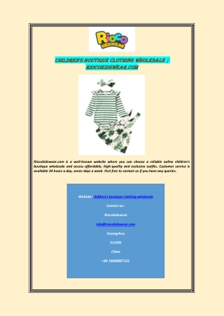 Children's Boutique Clothing Wholesale | Riocokidswear.com