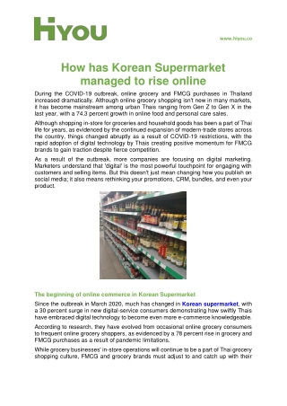 How has Korean Supermarket managed to rise online