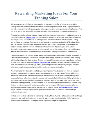 Rewarding Marketing Ideas For Your Tanning Salon