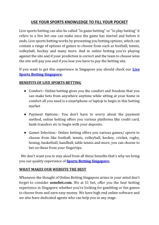 USE YOUR SPORTS KNOWLEDGE TO FILL YOUR POCKET