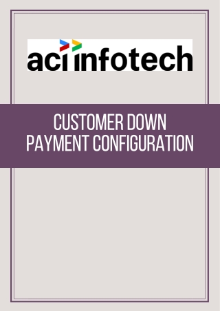 Customer Down Payment Configuration