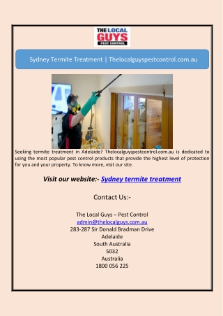 Sydney Termite Treatment | Thelocalguyspestcontrol.com.au