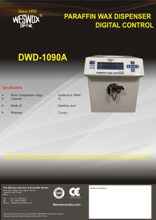 PARAFFIN WAX DISPENSER DIGITAL CONTROL  DWD-1090a
