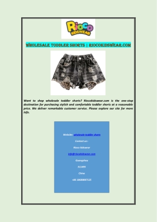 Wholesale Toddler Shorts | Riocokidswear.com