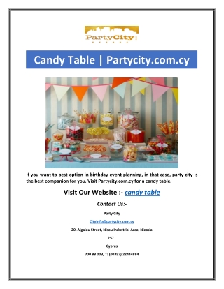 Candy Table | Partycity.com.cy