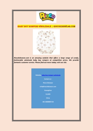 Baby Boy Rompers Wholesale | Riocokidswear.com