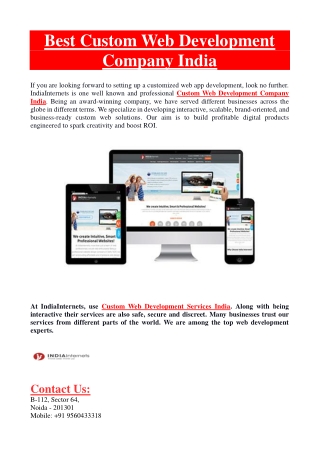 Custom Web Development Company India