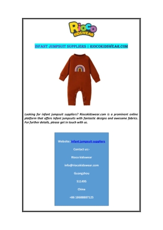 Infant Jumpsuit Suppliers | Riocokidswear.com