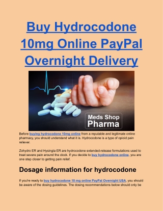 Buy Hydrocodone 10mg Online PayPal