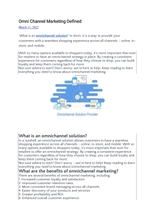 Omni Channel Marketing Defined