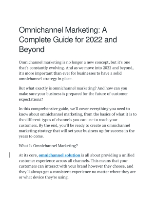 "Omnichannel Marketing: A Complete Guide for 2022 and Beyond "