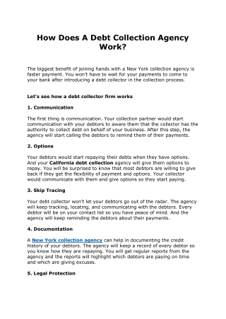 How Does A Debt Collection Agency Work?