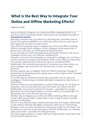 What is the Best Way to Integrate Your Online and Offline Marketing Efforts