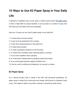 10 Ways to Use K2 Paper Spray in Your Daily Life