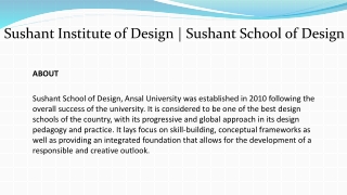 Sushant Institute of Design | Sushant School of Design
