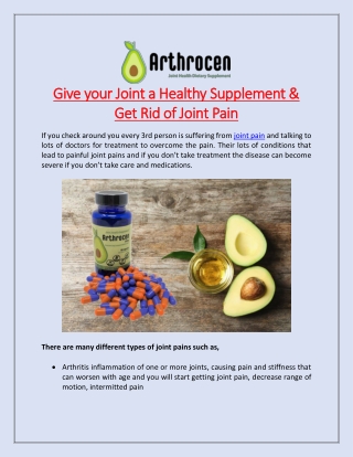 Give your Joint a Healthy Supplement & Get Rid of Joint Pain