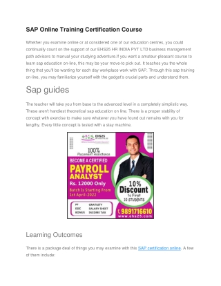 SAP Online Training Certification Course