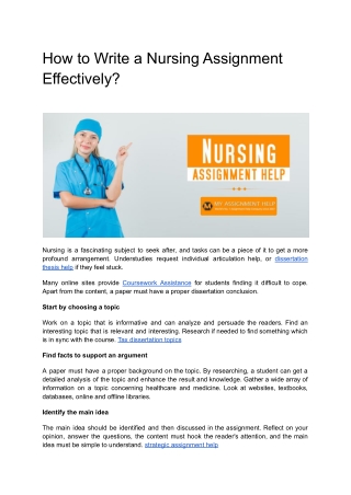 How to Write a Nursing Assignment Effectively?