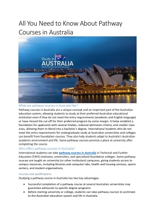 Things must consider before choosing Pathway Courses in Australia