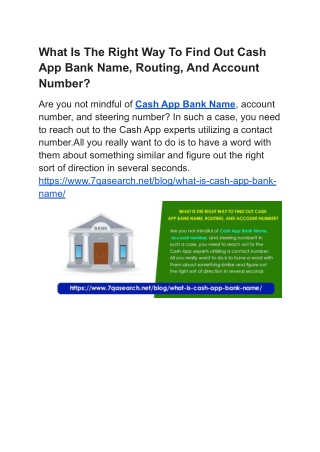 What Is The Right Way To Find Out Cash App Bank Name.
