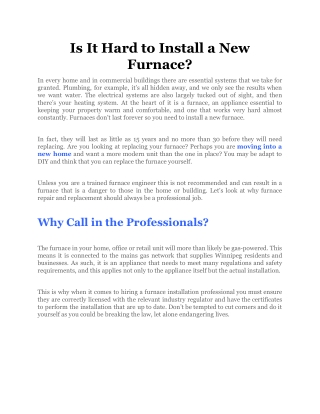 Is It Hard to Install a New Furnace_