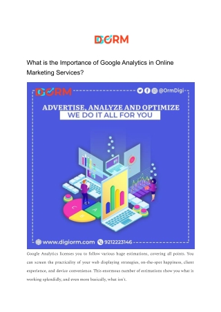 What is the Importance of Google Analytics in Online Marketing Services