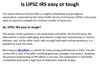 Is UPSC IRS easy or tough