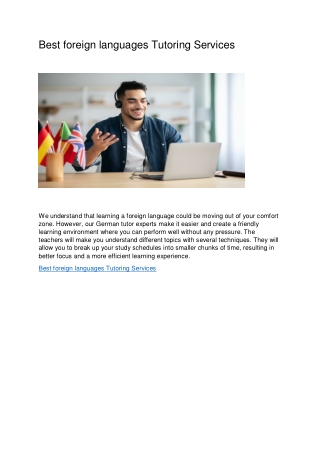 Best foreign languages Tutoring Services