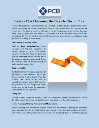 Factors That Determine the Flexible Circuit Price