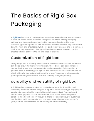 The Basics of Rigid Box Packaging