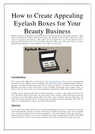 How to Create Appealing Eyelash Boxes for Your Beauty Business